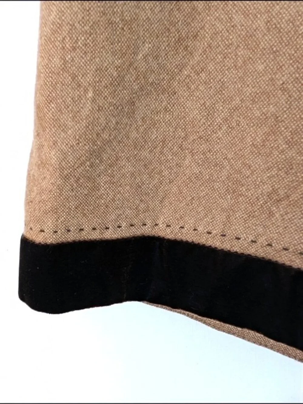 Willi‎ Smith Wool Blend Tan A-Line Skirt with Brown Velvet Trim Size 8